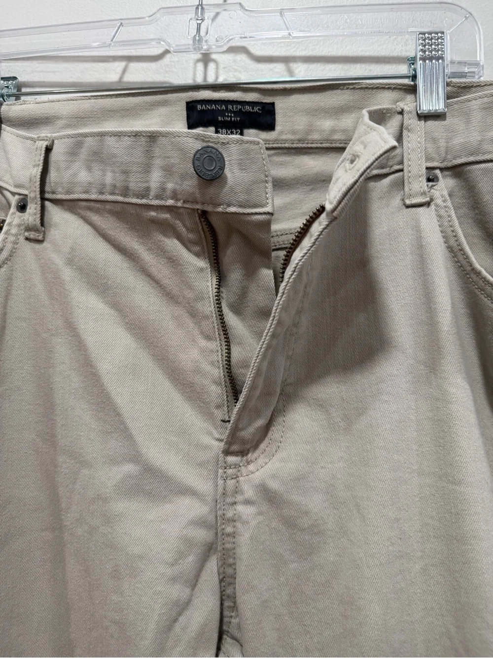 Banana Republic Slim Fit Beige Denim Jeans Men’s Stretch Cotton Pants 38x32